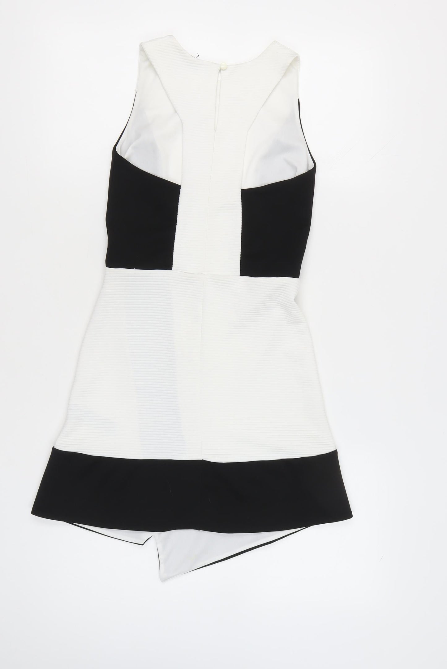 Miss Selfridge Womens Black White Size 8 Bodycon Colourblock Short Dress