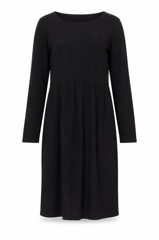 Zanzea Women Black Cotton A-Line Knee Length Dress Size S