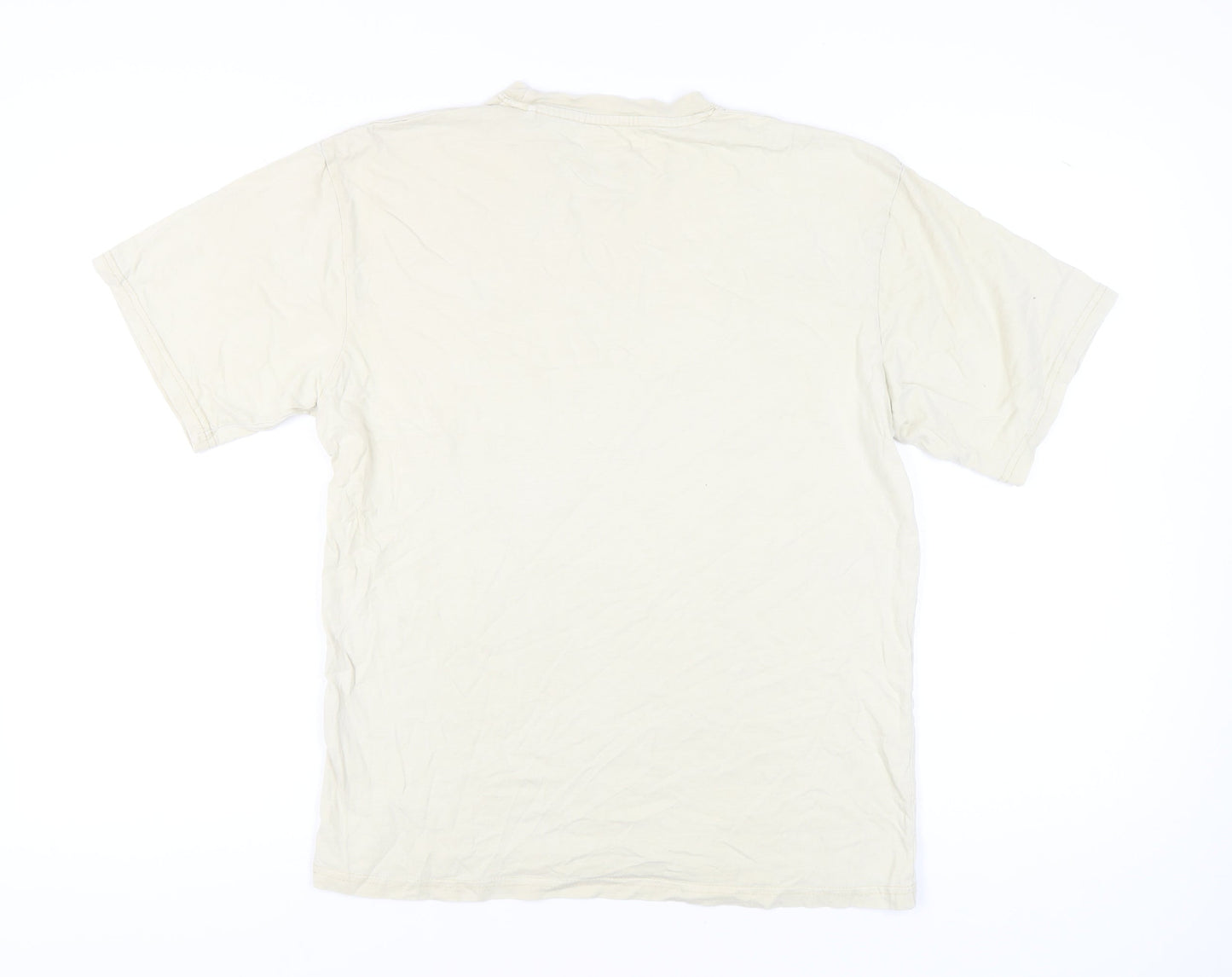 Pull&Bear Men’s Beige XS Graphic Art Quote Cotton T-Shirt