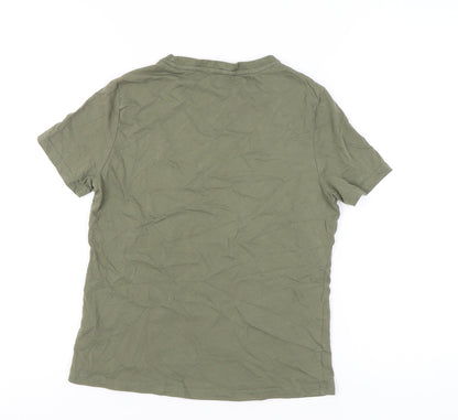 Animal Womens Green Cotton T-Shirt Size 8 Crew Neck Casual