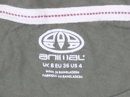 Animal Womens Green Cotton T-Shirt Size 8 Crew Neck Casual