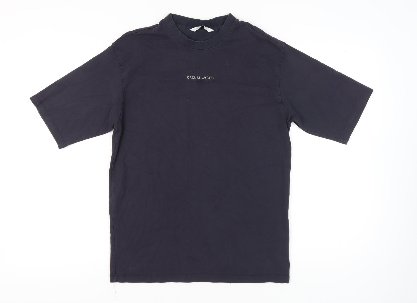 Casual Friday Men's Blue Cotton Crew Neck Short Sleeve T-Shirt M