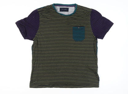 Ted Baker Men's Multicoloured Striped Cotton T-Shirt 3XL