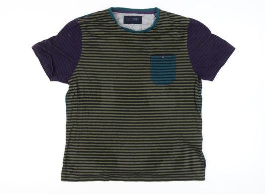 Ted Baker Men's Multicoloured Striped Cotton T-Shirt 3XL