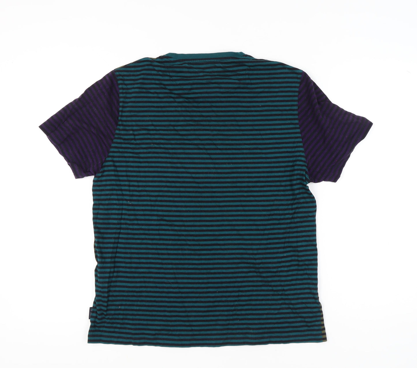 Ted Baker Men's Multicoloured Striped Cotton T-Shirt 3XL