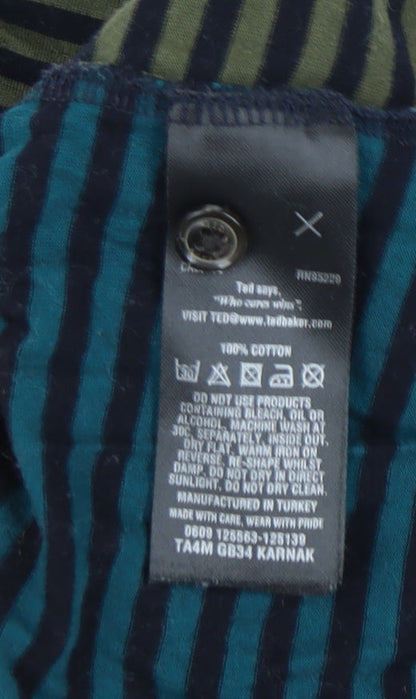 Ted Baker Men's Multicoloured Striped Cotton T-Shirt 3XL