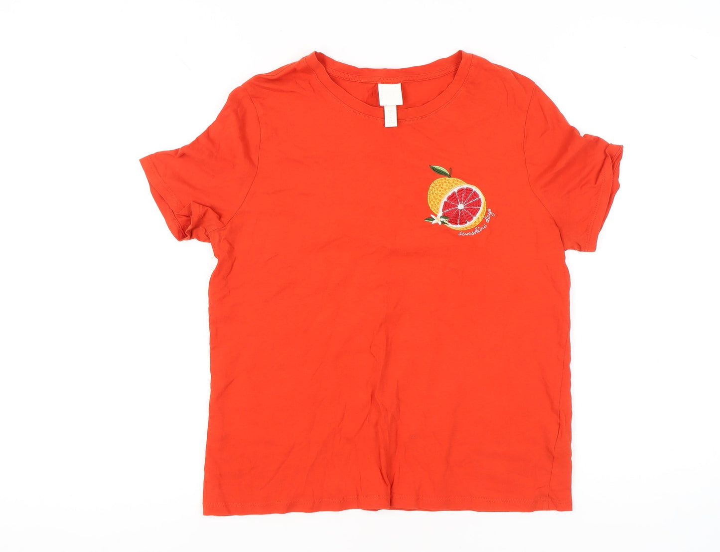Womens UK Size M H&M Red Basic T-Shirt