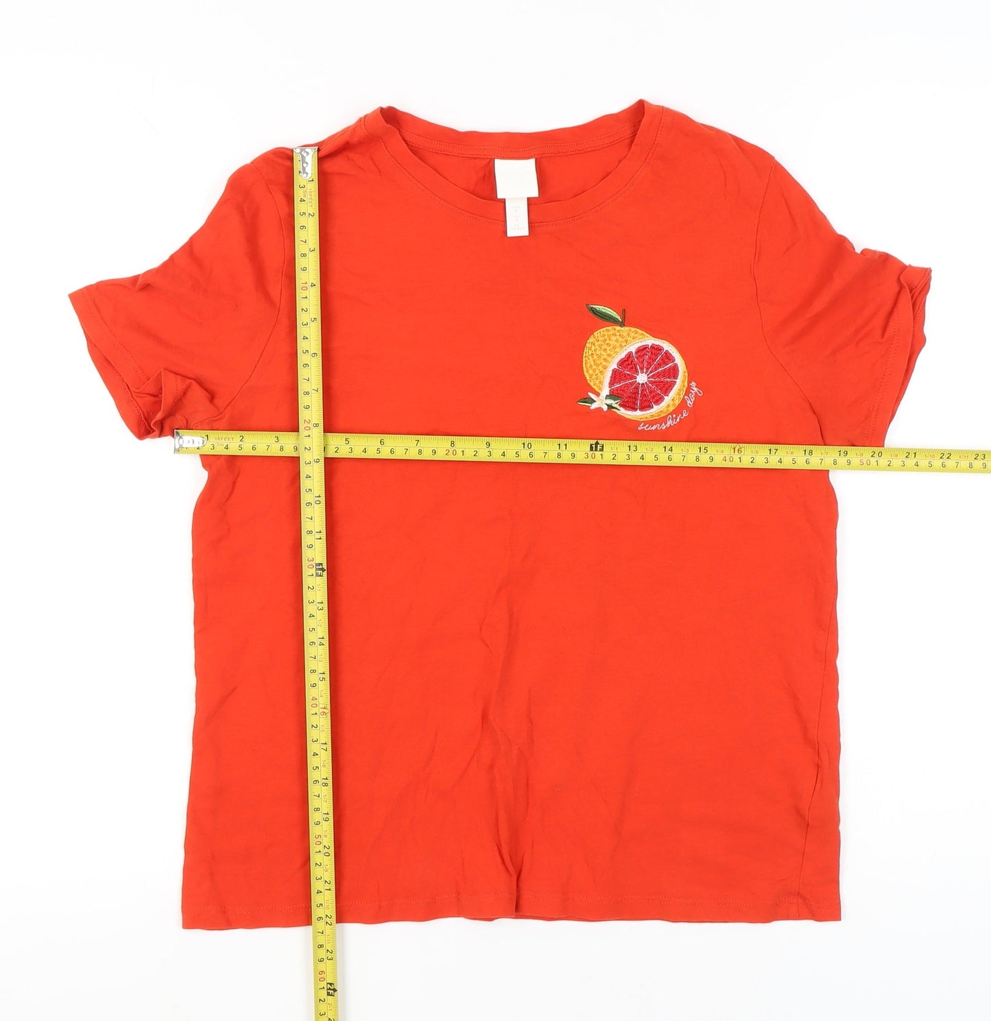 Womens UK Size M H&M Red Basic T-Shirt