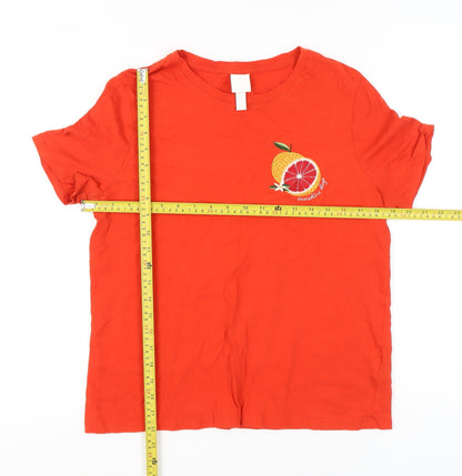 Womens UK Size M H&M Red Basic T-Shirt