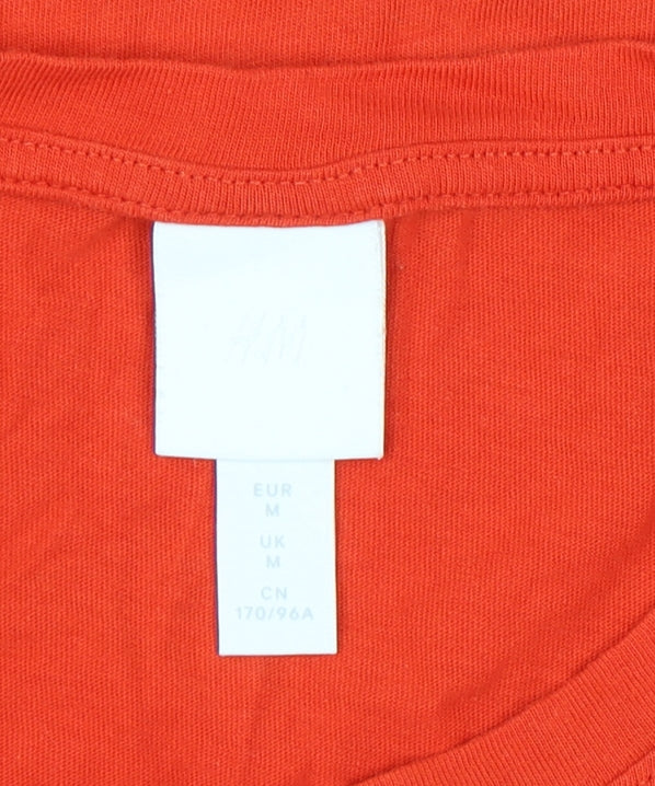 Womens UK Size M H&M Red Basic T-Shirt