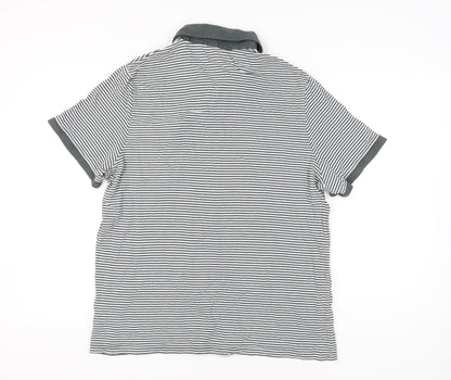 Lee Cooper Men’s Grey Striped Cotton Polo Shirt UK 3XL Casual