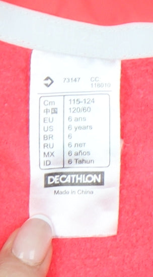 Decathlon Girls Pink 6 Years 1/2 Zip Pullover Sweatshirt Lightweight Wool Blend