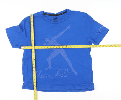 Unisex Adults UK Size S PUMA Blue Basic T-Shirt