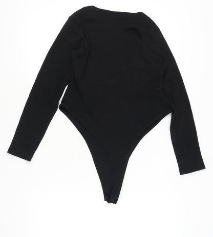 Boohoo Womens Black Size 16 Jersey Long Sleeve Bodysuit