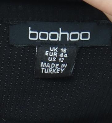 Boohoo Womens Black Size 16 Jersey Long Sleeve Bodysuit