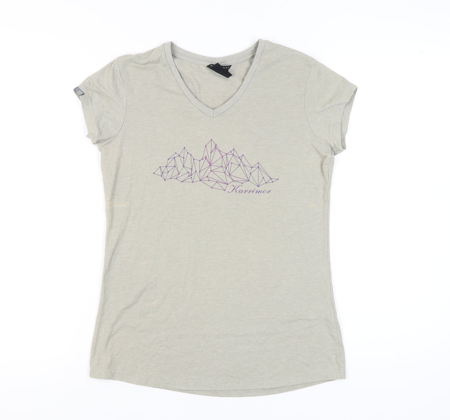 Karrimor Womens Grey V-Neck T-Shirt Size 10 Short Sleeve Outdoor