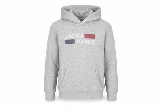 Jack & Jones Boys Grey 14Y Hoodie Pullover Logo Graphic Cotton Blend