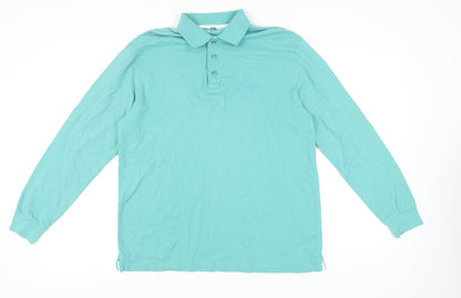 Cotton Traders Men’s Green Long Sleeve Polo Shirt Size M