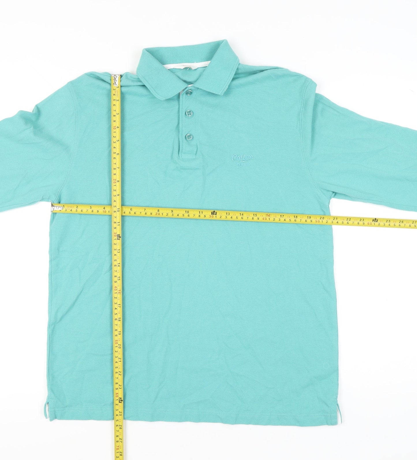 Cotton Traders Men’s Green Long Sleeve Polo Shirt Size M