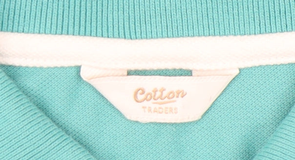 Cotton Traders Men’s Green Long Sleeve Polo Shirt Size M