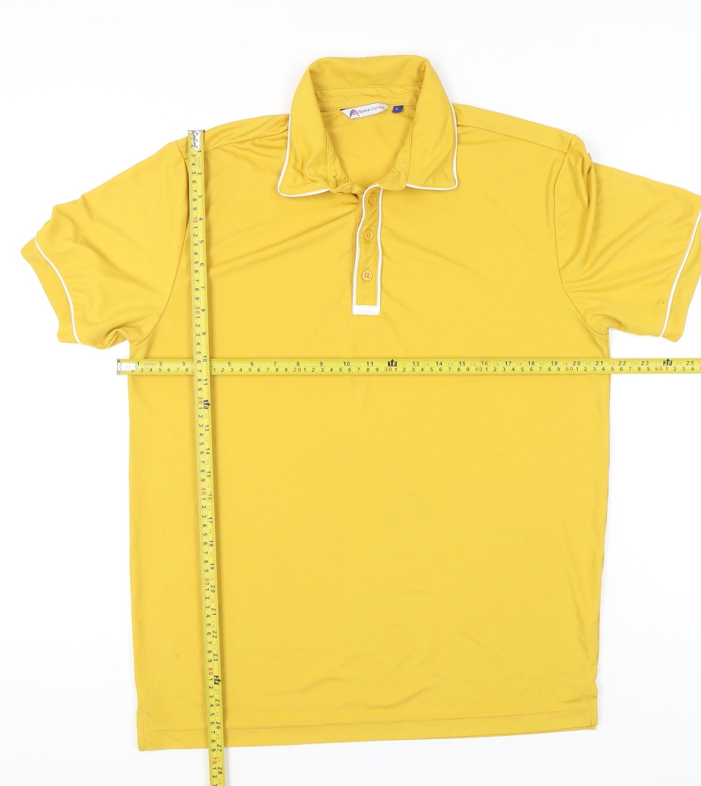 Apparel Unlimited Men’s Yellow Polyester Polo Shirt L Short Sleeve