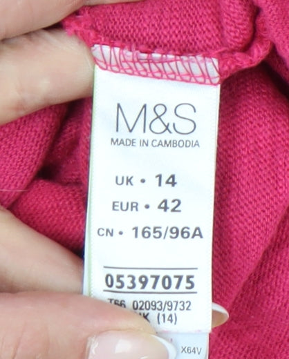 Womens UK Size 14 Marks and Spencer Pink Tunic Blouse