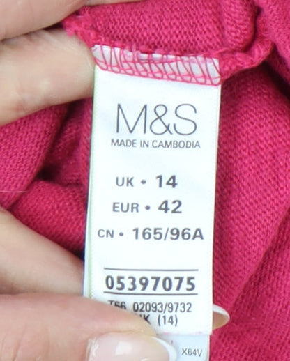Womens UK Size 14 Marks and Spencer Pink Tunic Blouse