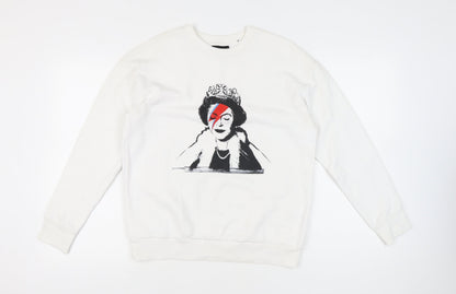 George Women’s White Graphic Print Sweatshirt Size 12-14 M