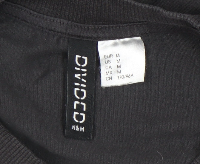Womens UK Size 12 H&M Divided Black Basic T-Shirt