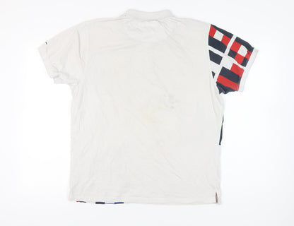 Pepe Jeans Men’s White Geometric Graphic Polo Shirt 2XL