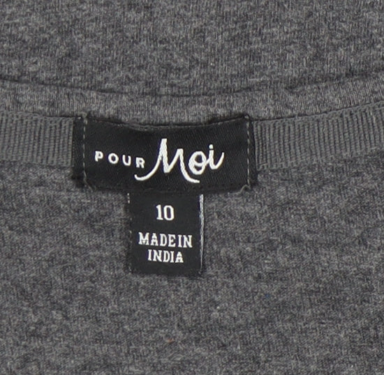 Pour Moi Womens Grey Size 10 Long Sleeve Funny Quote T-Shirt