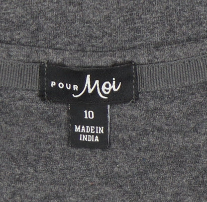 Pour Moi Womens Grey Size 10 Long Sleeve Funny Quote T-Shirt