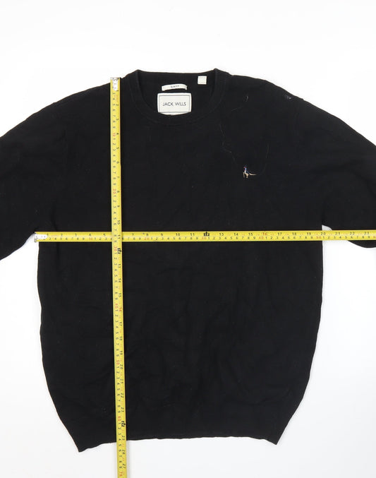 Jack Wills Mens Black XL Slim Fit Cotton Blend Crew Neck Jumper