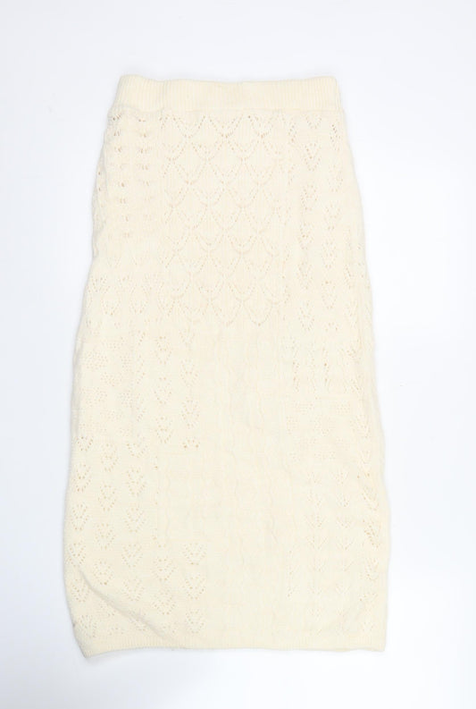 Marks and Spencer Women's Ivory Knit Pencil Skirt Size S Acrylic Blend