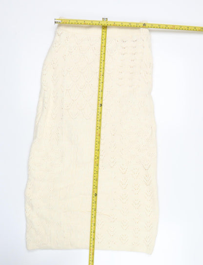 Marks and Spencer Women's Ivory Knit Pencil Skirt Size S Acrylic Blend