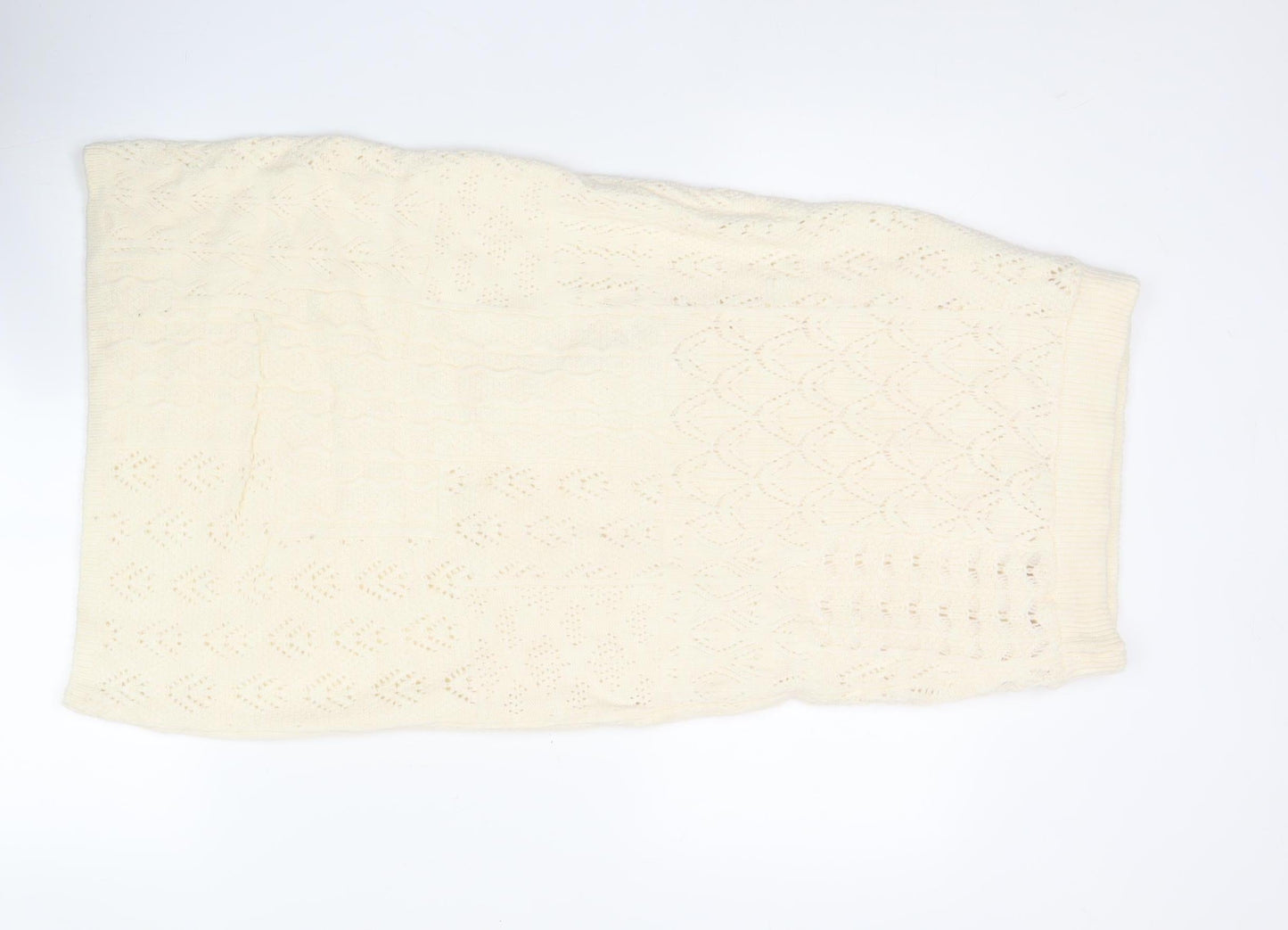 Marks and Spencer Women's Ivory Knit Pencil Skirt Size S Acrylic Blend