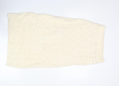 Marks and Spencer Women's Ivory Knit Pencil Skirt Size S Acrylic Blend
