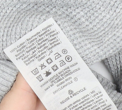 Jack & Jones Mens Grey & Black Striped Cotton Pullover Jumper L