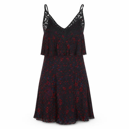 Ecote Womens Black Red Floral Viscose Slip Dress Size M