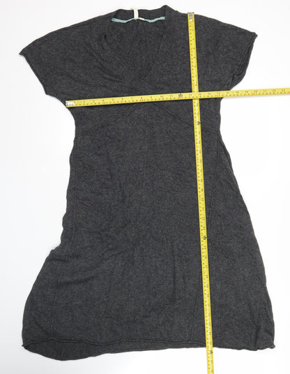 Woolworths Women’s Grey Knit Shift Dress Size 12 V-Neck Casual
