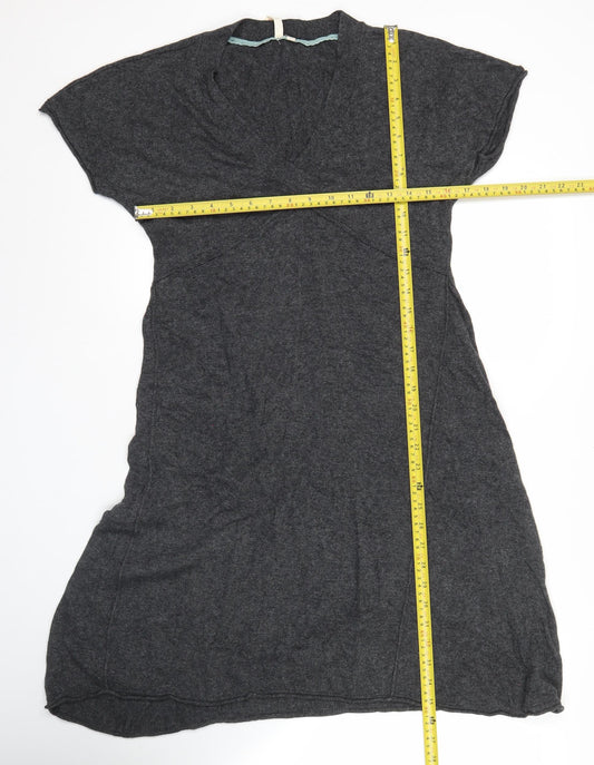 Woolworths Women’s Grey Knit Shift Dress Size 12 V-Neck Casual