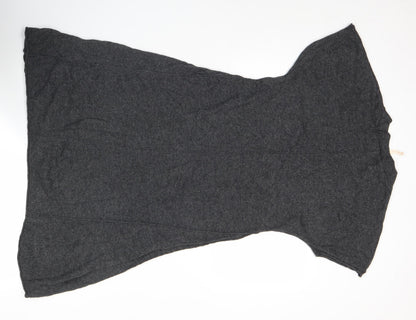 Woolworths Women’s Grey Knit Shift Dress Size 12 V-Neck Casual