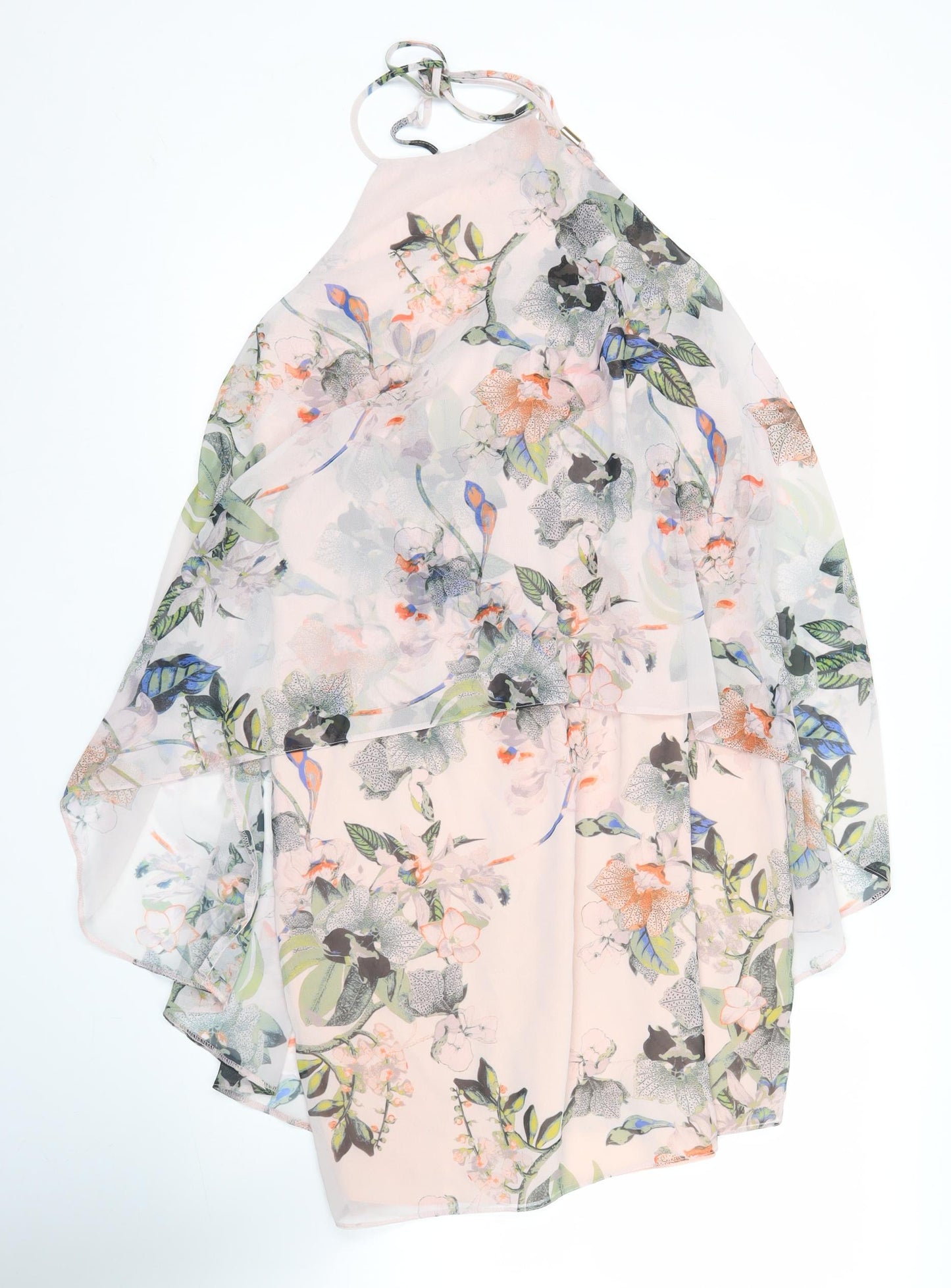 Miss Selfridge Womens Floral Halter Chiffon Blouse Size 14