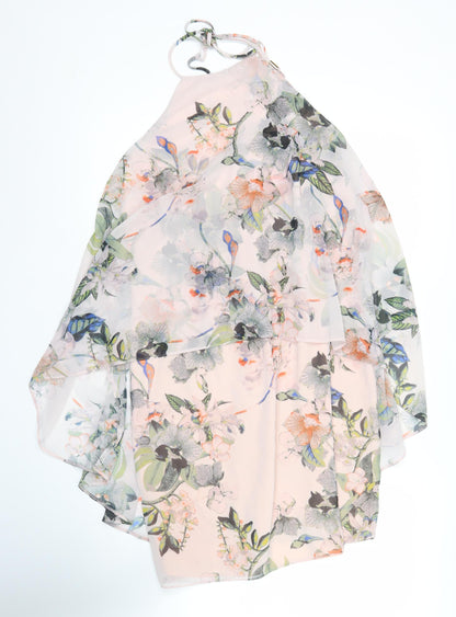 Miss Selfridge Womens Floral Halter Chiffon Blouse Size 14