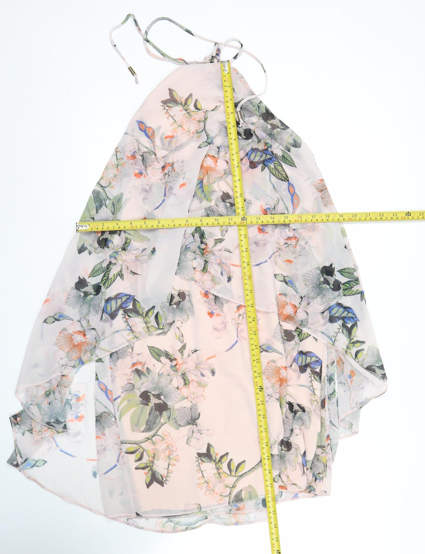 Miss Selfridge Womens Floral Halter Chiffon Blouse Size 14