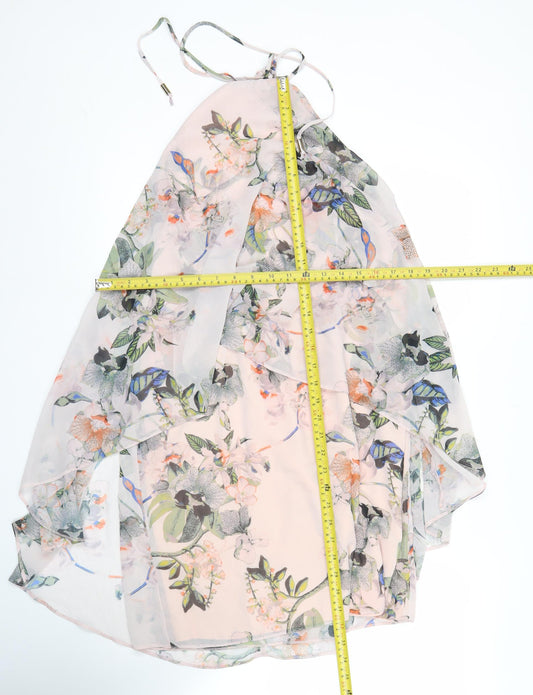 Miss Selfridge Womens Floral Halter Chiffon Blouse Size 14
