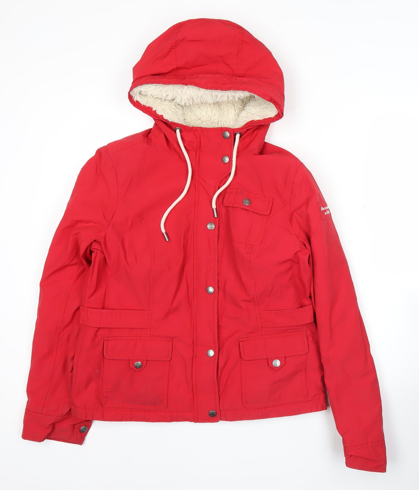 Abercrombie & Fitch Womens Red Hooded Parka Jacket L