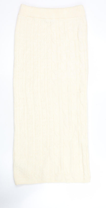 Marks and Spencer Women’s Ivory Knit Midi Skirt Size S Casual Winter