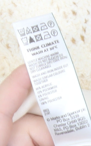 Marks and Spencer Women Ivory Knit Midi Pencil Skirt Size S