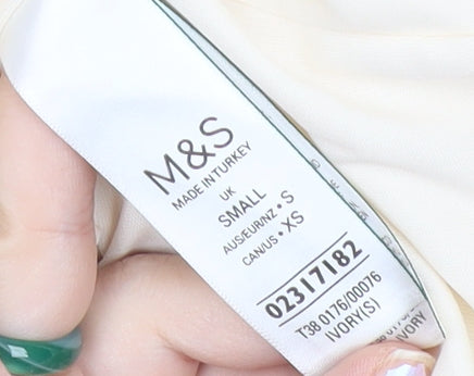 Marks and Spencer Women Ivory Knit Midi Pencil Skirt Size S